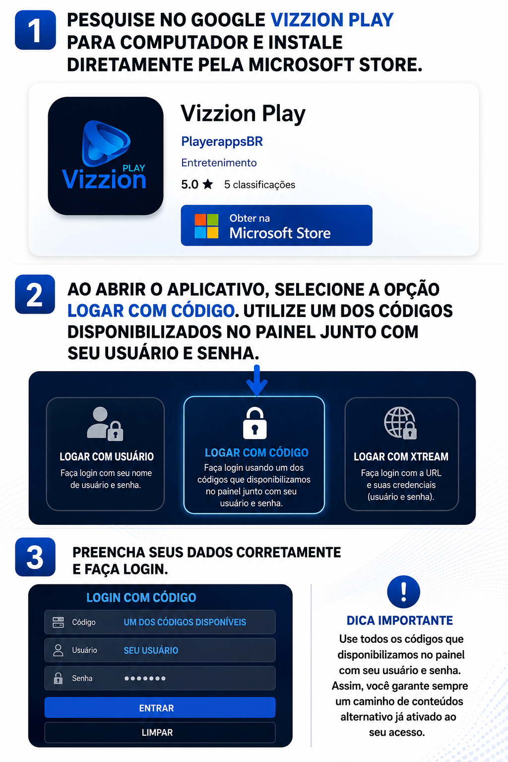 Vizzion Play PC — Passo 1