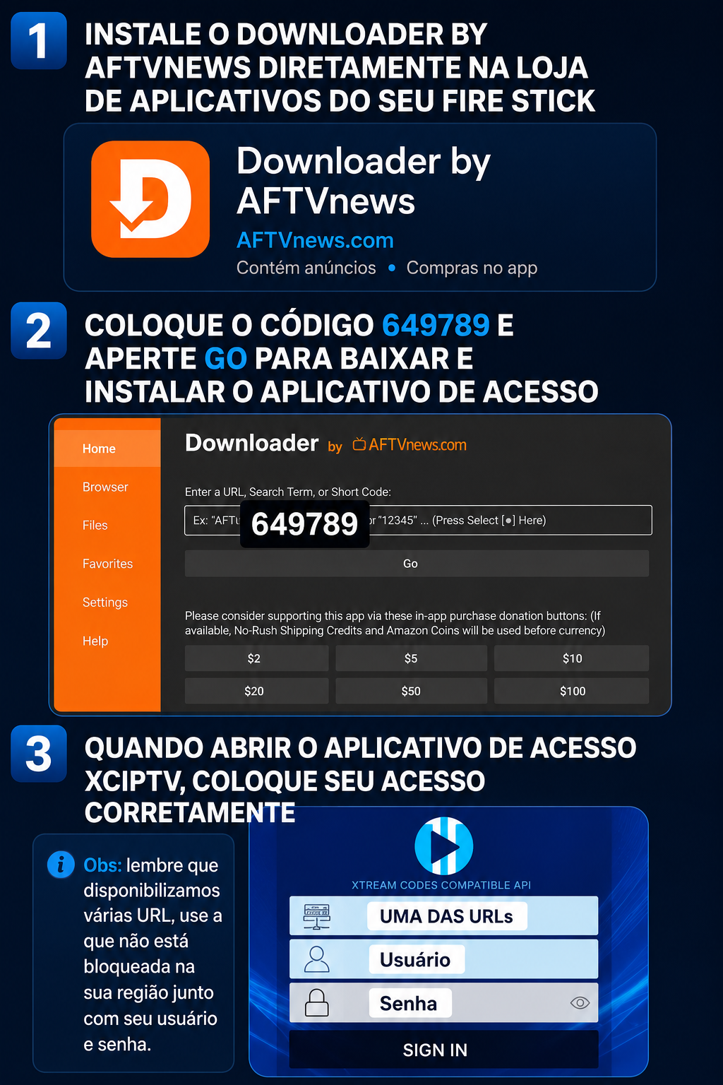 Xciptv Fire Stick — Passo 1